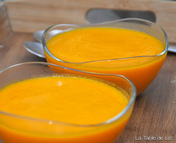 Velouté potiron carottes et gingembre, recette végétareinne recette végane de La Table de Liz